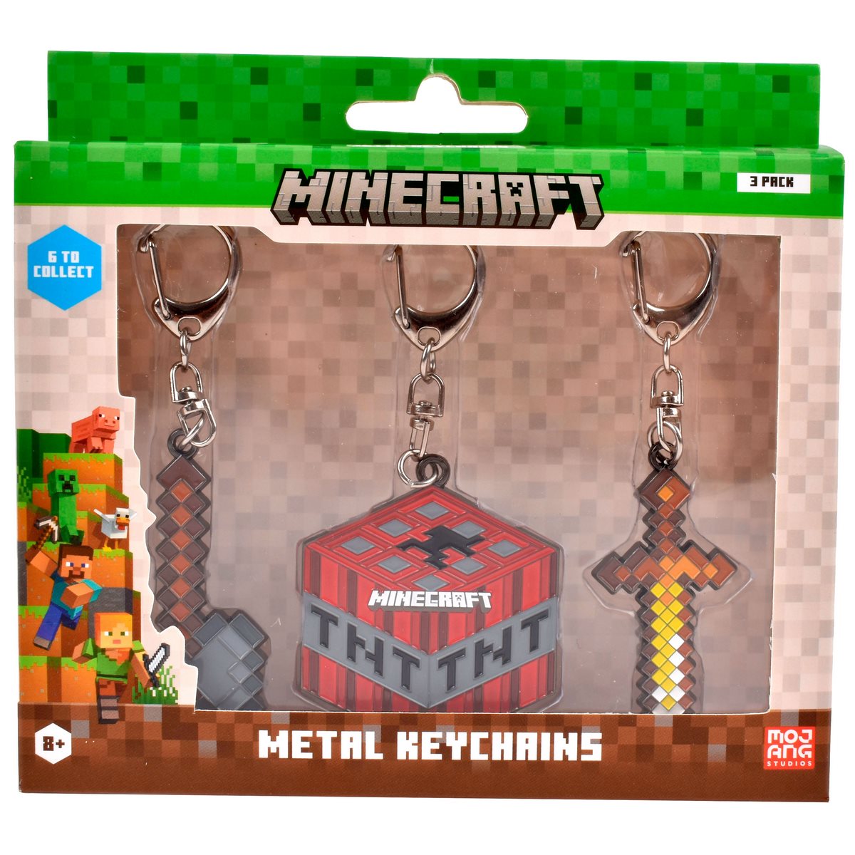 Pack De 3 Figuras Llavero Metalico Minecraft - Tnt